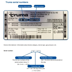 Truma data plate section