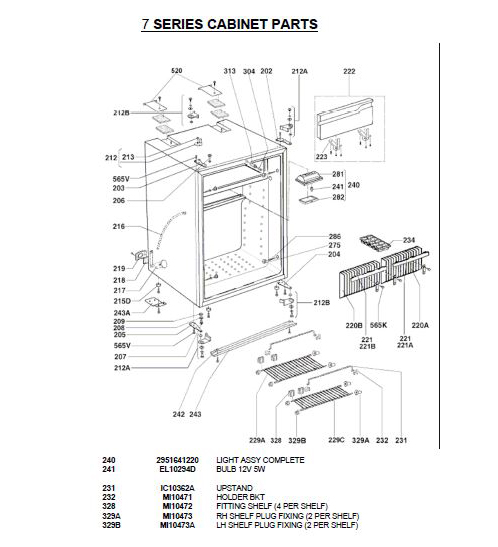 7 SERIES CABINET PARTS 